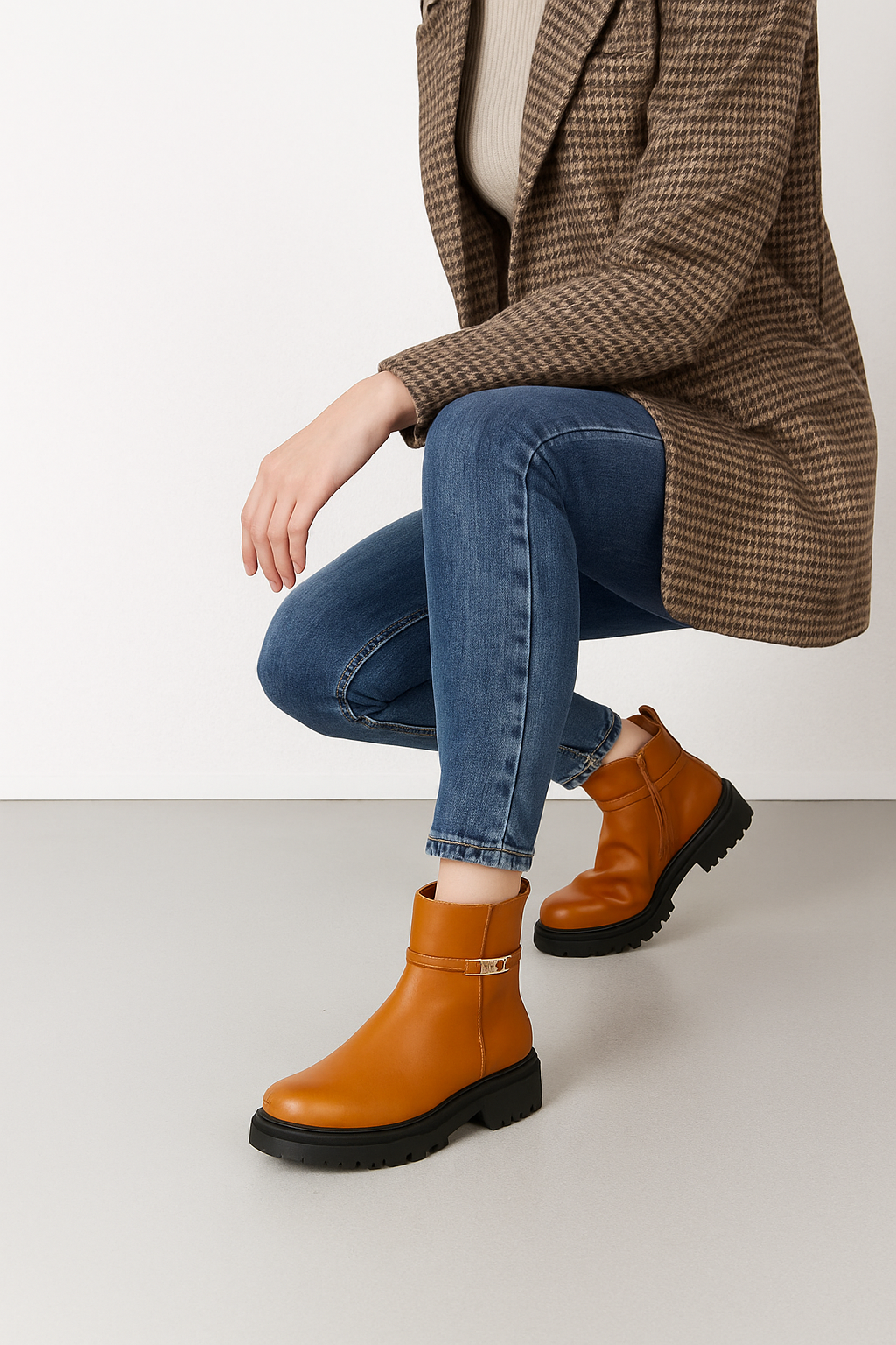 Corsac Buckle Belt Ankle Boots
