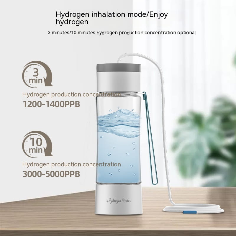 Hydrogen Water Bottle - Luxe Basics Black | 380ml Glass Bottle for Enhanced Hydration & Wellness