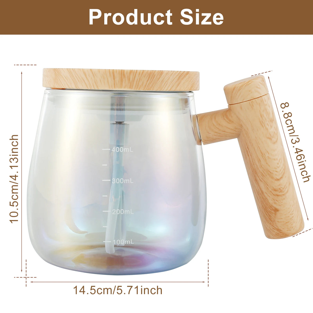 1 Pc Self Stirring Mug with Measurement Glass Self Mixing Mug 400ML Selfs Mixing Cups Battery Powered Selfs Stirring Coffee Mugs